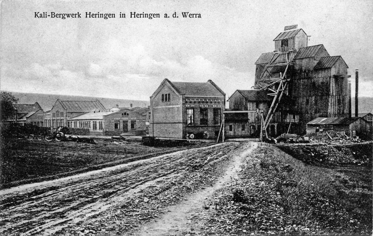 Schacht Heringen während der Abteufarbeiten (um 1910) | Quelle: Ansichtskarte, Bildarchiv WKM Heringen