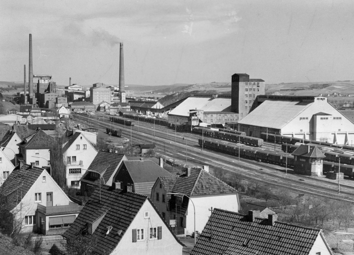 Kaliwerk Wintershall, Lagerschuppen und Gleisfeld (1960er Jahre) | Quelle: Bildarchiv WKM Heringen