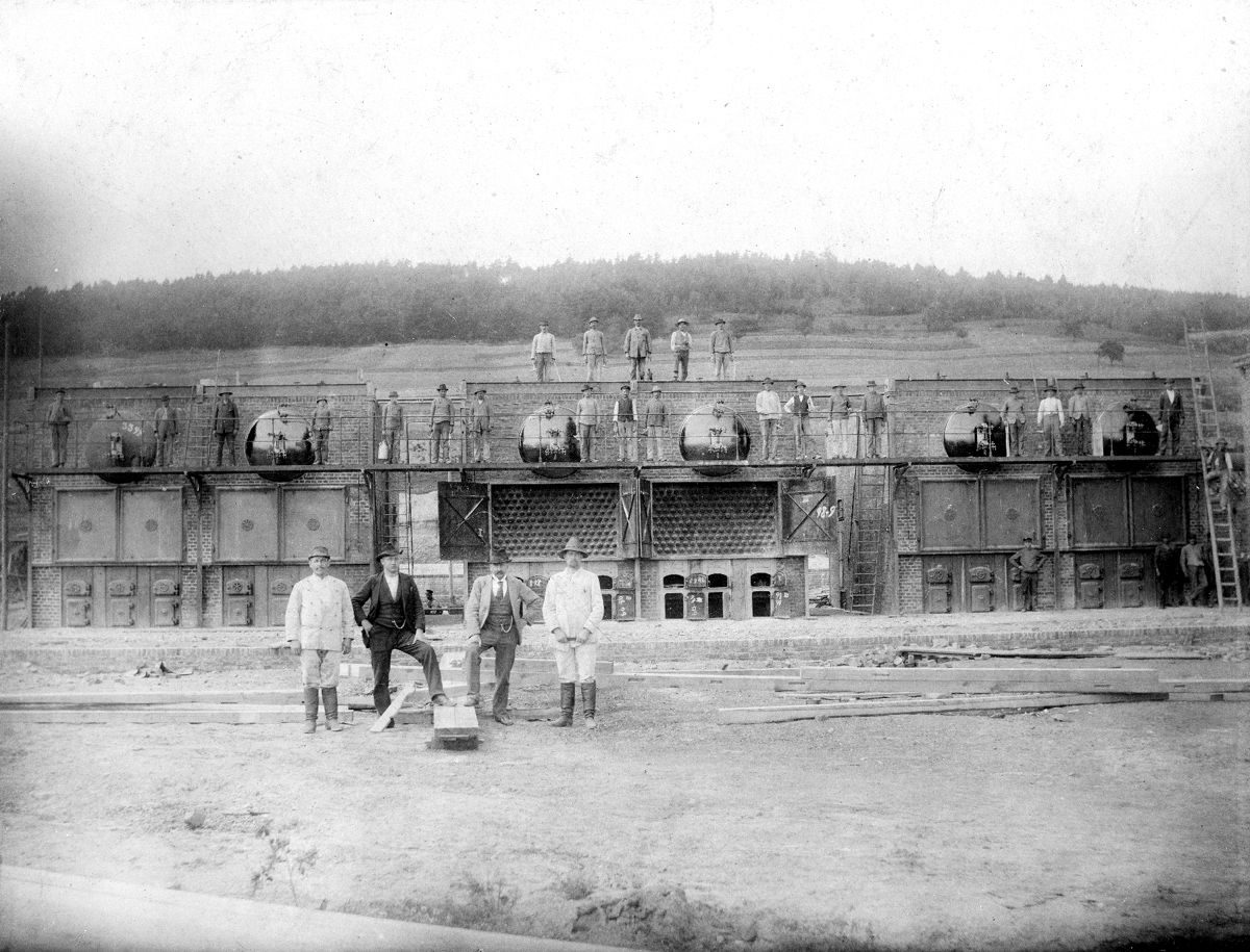 Bau des Kesselhauses für das Kaliwerk Wintershall (um 1920) | Quelle: Bildarchiv WKM Heringen